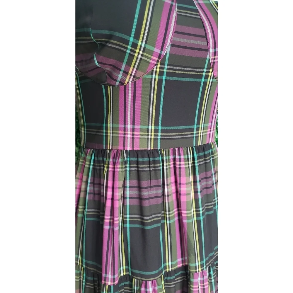 68. J.Crew Tiered taffeta maxi dress in pink Stewart tartan